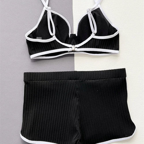 Load image into Gallery viewer, Sexy Black Halter Bikini Set 2025 Backless Swimsuit Women Swimwear High Waist Short Push Up Bathing Suit
