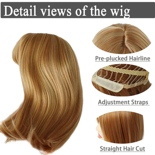 Load image into Gallery viewer, Synthetic Honey Blonde Wig with Bangs for Women Halloween Costume Wig Long Bob Wig Beth Dutton Wig Cosplay Yellow Stone
