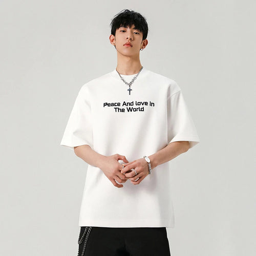 Load image into Gallery viewer, Male T-shirts Short Sleeve Embroidery Letter Printing Trendy Solid Color O-neck Stylish New Summer Men&#39;s Clothing 9W1937
