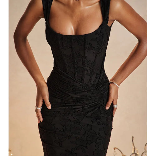 Load image into Gallery viewer, Sexy Camisole Patchwork Zipper Evening Dress For Women Ruffle Ruffled Bodycon Maxi Female Dress Elegant Party Vestidos
