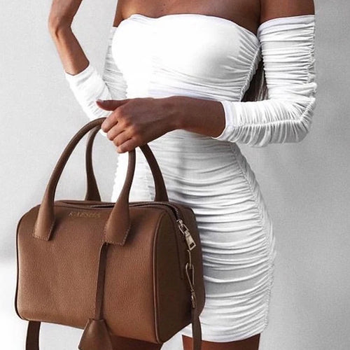 Load image into Gallery viewer, Women Autumn Winter Bandage Dress Women 2022 Sexy Off Shoulder Long Sleeve Slim Elastic Bodycon Party Dresses Vestidos
