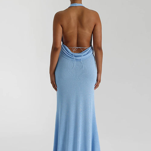 Load image into Gallery viewer, Halter Deep V Neck Backless Sexy Maxi Dress For Women Fashion Sleeveless High Waist Slim-fit Beach Club Party Dress
