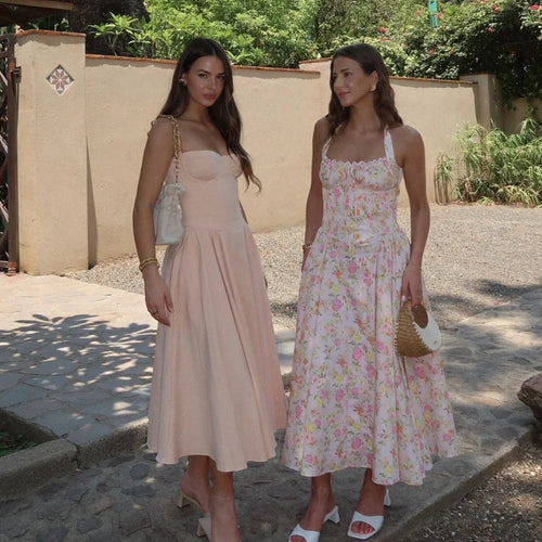 Load image into Gallery viewer, Elegant A Line Midi Dress 2024 New Arrivals Halter Sexy Holiday Party Dresses Summer Women's Clothing Wholesale
