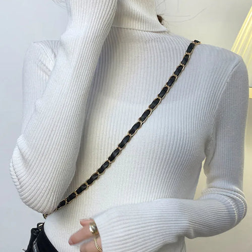 Load image into Gallery viewer, New 2025 Women Pullover Turtleneck Sweater Autumn Long Sleeve Slim Elastic Korean Simple Basic Cheap Jumper Solid Color Top
