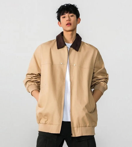 High Street Men's Jackets Spring New American Top Spliced Turn-down Collar Niche Design Multi Pockets Trendy 9W1273