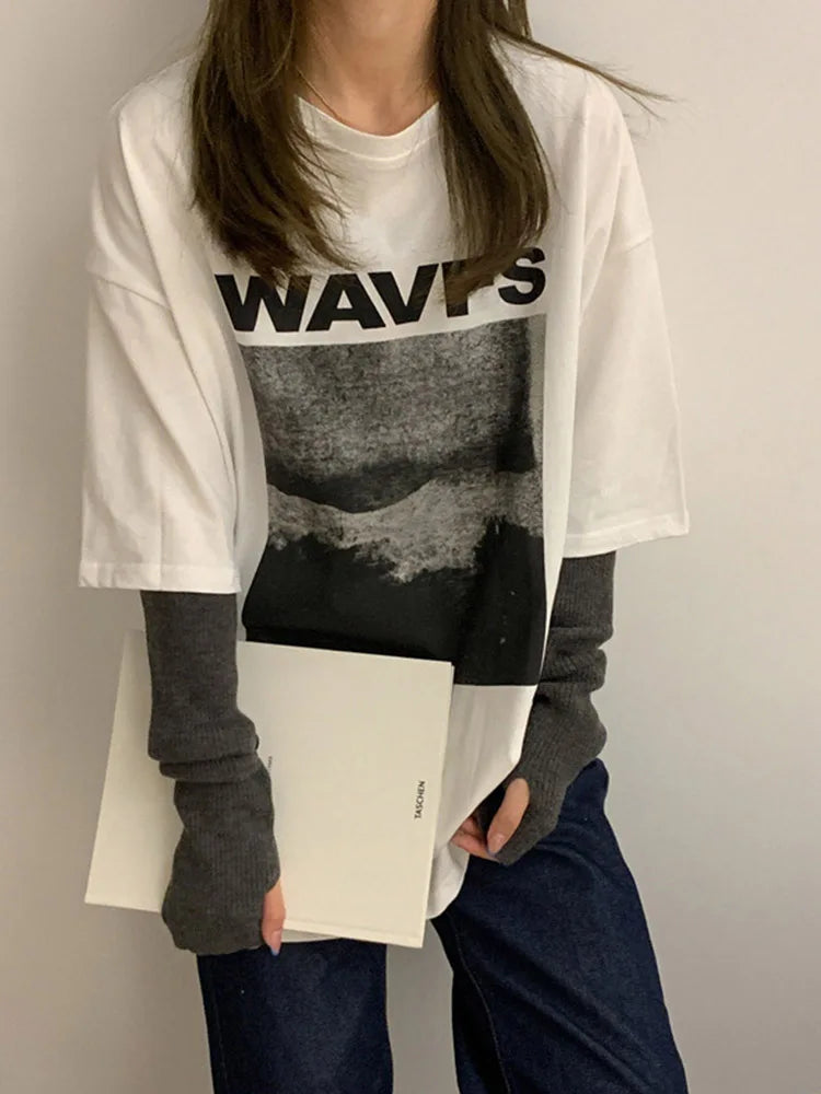 Women's T-shirts Creative Fashion White T Shirt Female Summer Tee Shirt Short Sleeve  Harajuku Streetwear