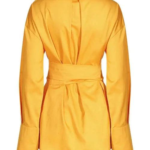 Load image into Gallery viewer, Women White Irregular Bandage Slit Shirt Dress New V-Neck Long Sleeve Loose Fit Fashion Tide Spring Autumn 2025 1DE9884
