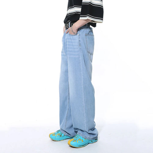 Load image into Gallery viewer, American Style Jeans Loose Pocket Zipper Washed Male Denim Pants Casual Straight Wide Leg Male Trousers Autumn Trend 9C5395
