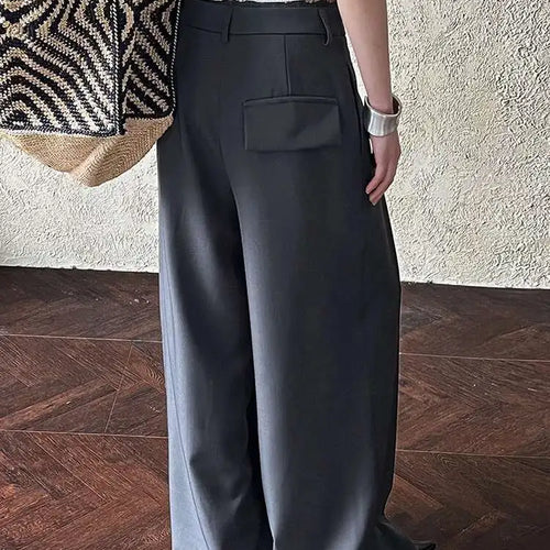 Load image into Gallery viewer, High Waist Black Lace Spliced Pleated Long Wide Leg Pants New Trousers Women Fashion Tide Spring Autumn 2025 1DJ0100
