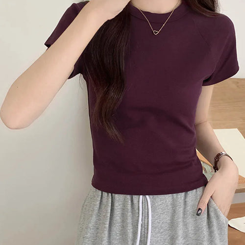 Load image into Gallery viewer, Sexy O Neck Slim T Shirt Women Cotton Elastic Basic Solid Female Casual Korean Tops Short Sleeve Thin T-shirts
