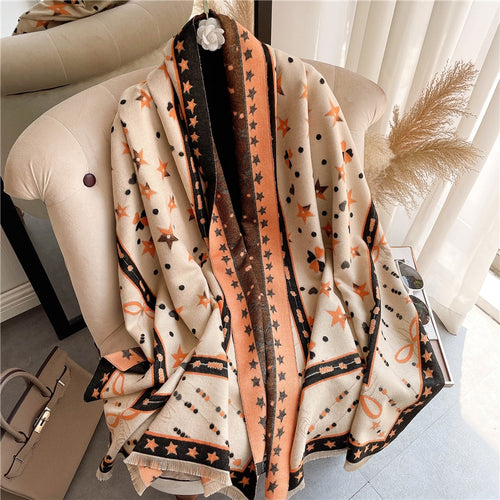 Load image into Gallery viewer, Warm Winter Scarf Cashmere Women Pashmina Design Print Shawls Wrap Female Thick Blanket Soft Bufanda Stoles Fashion
