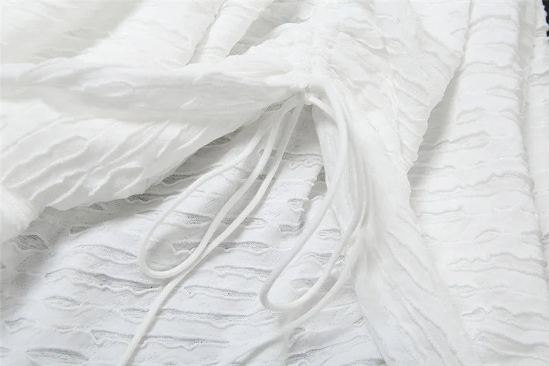 Sexy Off-shoulder Sleeveless Pleated A-line Mini Dress For Women Patchwork Slim Fit Summer Robe High Waist Party Dress