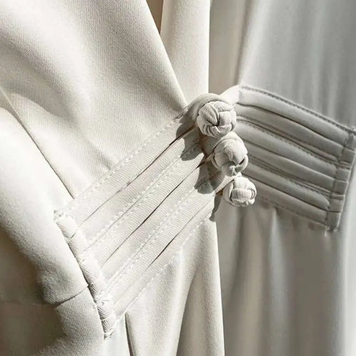 Load image into Gallery viewer, Women Black Buckle Long Elegant Dress New Round Neck Three-quarter Sleeve Loose Fit Fashion Spring Autumn 2025 1DE7880
