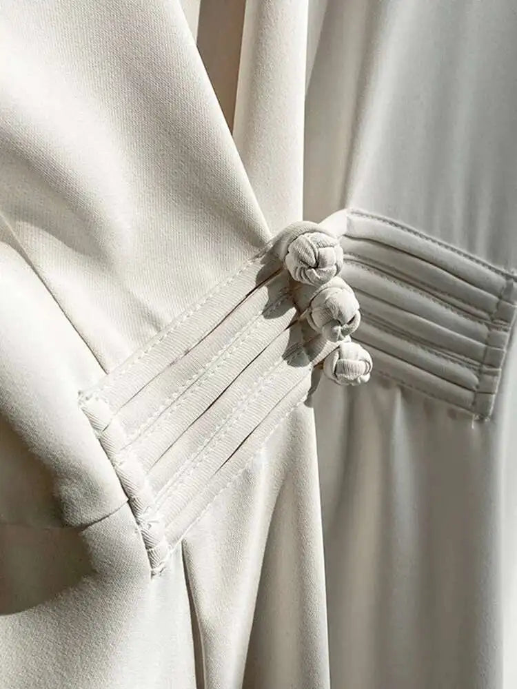 Women Black Buckle Long Elegant Dress New Round Neck Three-quarter Sleeve Loose Fit Fashion Spring Autumn 2025 1DE7880