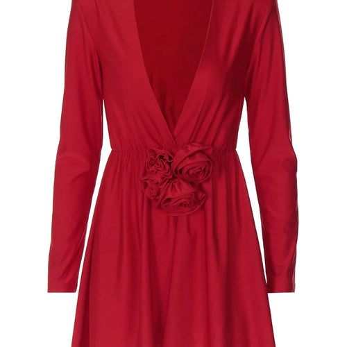 Load image into Gallery viewer, Sexy Deep V Long Sleeved 3D Floral Dress For Women 2024 Autumn New Fashion Pullover Skinny Mini Dress Party Clubwear
