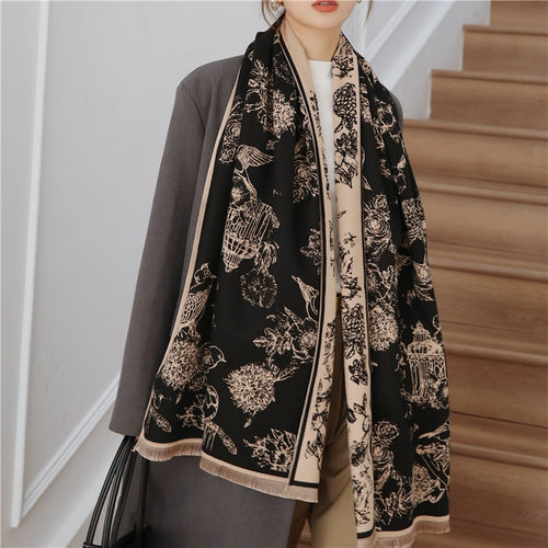 Load image into Gallery viewer, Warm Winter Scarf Cashmere Women Pashmina Design Print Shawls Wrap Female Thick Blanket Soft Bufanda Stoles Fashion
