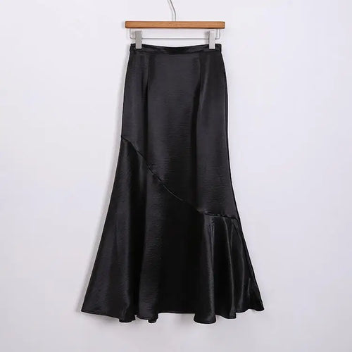 Load image into Gallery viewer, Spring Summer Black White High Waist Ruffles Pleated Skirt Women Clothes French Vintage Purple Elegant Vacation Party Long Skirt
