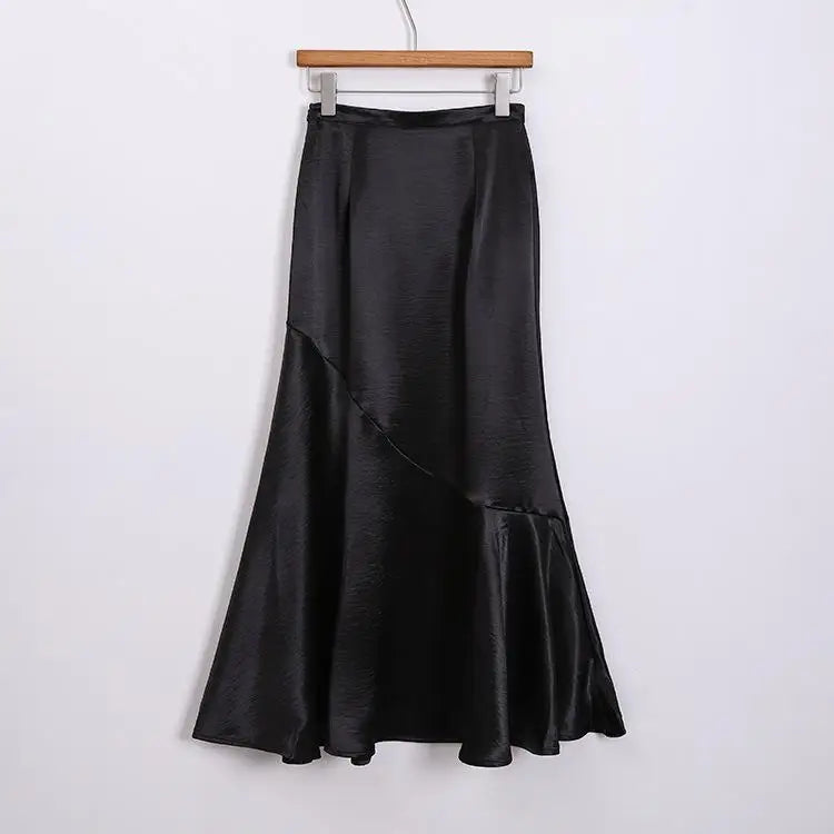 Spring Summer Black White High Waist Ruffles Pleated Skirt Women Clothes French Vintage Purple Elegant Vacation Party Long Skirt