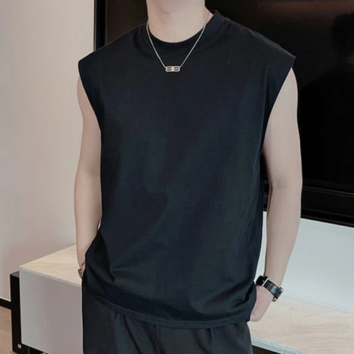 Load image into Gallery viewer, Small Neckline Vest Men&#39;s Summer Simple Breathable Solid Color Sleeveless T-shirt Trendy Round Collar Top 9C5524
