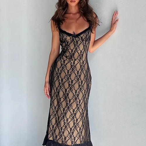Load image into Gallery viewer, Elegant Lace Print Sexy Maxi Dress For Women Spaghetti Strap Sleeveless Backless Bodycon Club Party Sexy Long Dress
