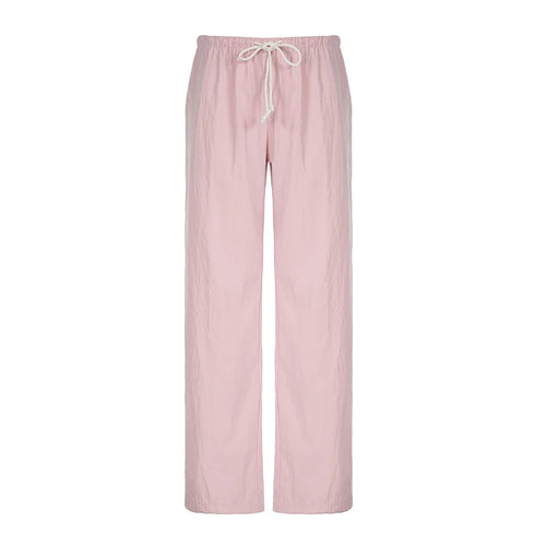 Load image into Gallery viewer, Casual Loose Solid Drawstring Basic Women Pants Homewear Korean All-Match Full Length Trousers Pink Sweet Capris New
