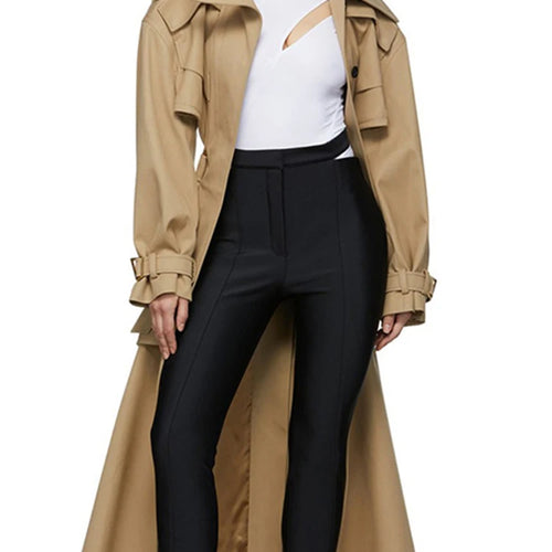 Load image into Gallery viewer, Korean Fashion Women&#39;s Trench Coat New Lapel Hollow Out Belt Long Sleeve Solid Minimalist Windbreaker Female Autumn
