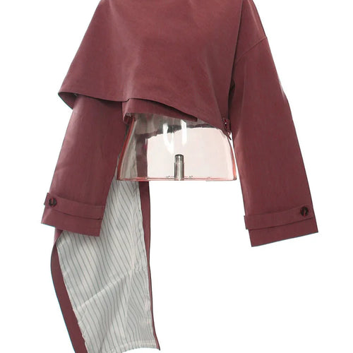 Load image into Gallery viewer, Brown Irregular Big Size Cloak Jacket New Stand Collar Long Sleeve Women Coat Fashion Tide Spring Autumn 2025 1DH7702
