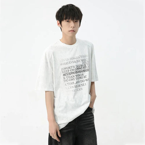 Load image into Gallery viewer, Niche Style Men&#39;s T-shirts Summer Irregular Letter Printing Loose Trend O-neck Male Casual Short Sleeve Top 9C5583
