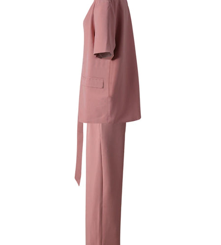 Big Size Green Blazer Wide Leg Pants Two Piece Suit New V-Neck Short Sleeve Women Fashion Tide Spring Summer 2025 CPG3079