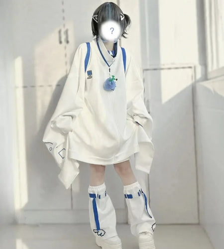 Japanese Fashion Jackets 2024 Women Clothing Stand Neck Zipper Print Outwear Casual Streetwear Coat Y2k Tops 2024 Ropa Mujer