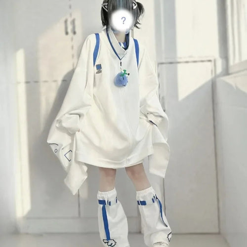 Load image into Gallery viewer, Japanese Fashion Jackets 2024 Women Clothing Stand Neck Zipper Print Outwear Casual Streetwear Coat Y2k Tops 2024 Ropa Mujer
