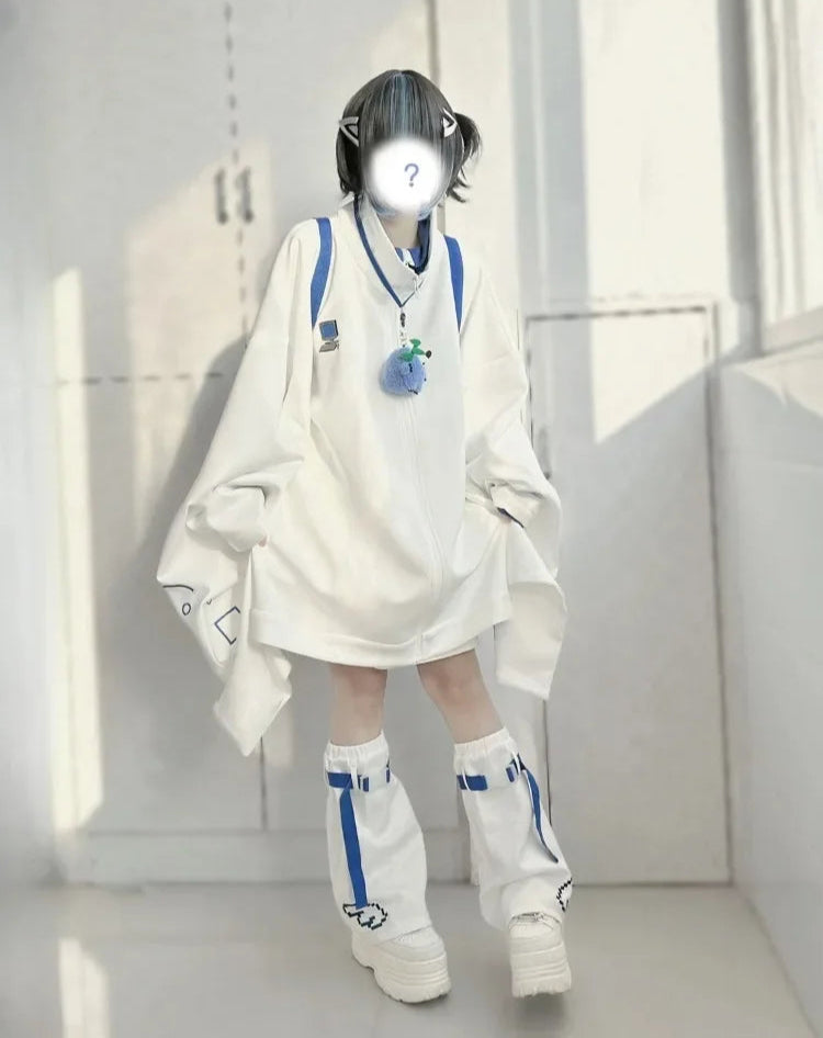 Japanese Fashion Jackets 2024 Women Clothing Stand Neck Zipper Print Outwear Casual Streetwear Coat Y2k Tops 2024 Ropa Mujer