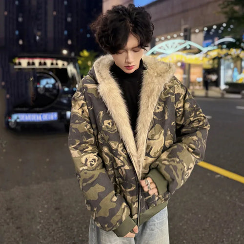 Load image into Gallery viewer, American Winter Camouflage Jacket Hooded Men Zipper Contrast Color Patchworkwork Casual Clothing 2024 Fashion Tide 9C9020
