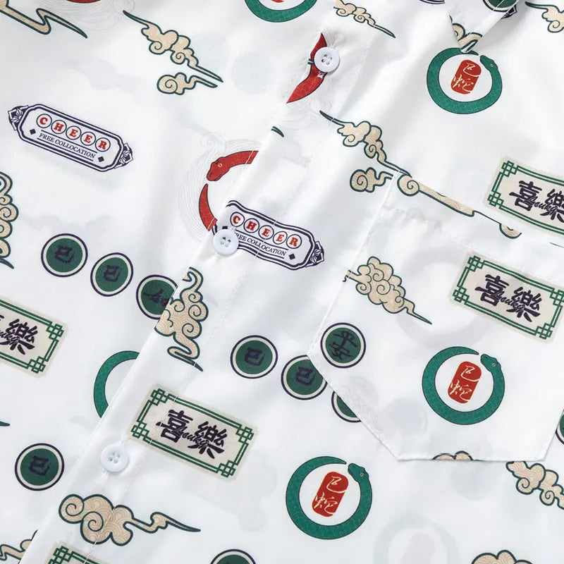 Vintage Hawaiian Shirts Retro Graphic Printed Button Up Summer Beach Blouse Men Harajuku Hip Hop Casual Short Sleeve Baggy Tops