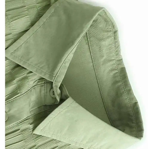 Load image into Gallery viewer, Women Green Plaid Pleated Big Size Casual Blouse New Lapel Short Sleeve Shirt Fashion Tide Spring Summer 2025 1DH6308
