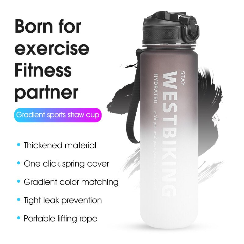 1L Sport Water Bottles For Men Women Gradient Portable Bottle Outdoor Road Bike Cycling Running Gym Fitness Bottle