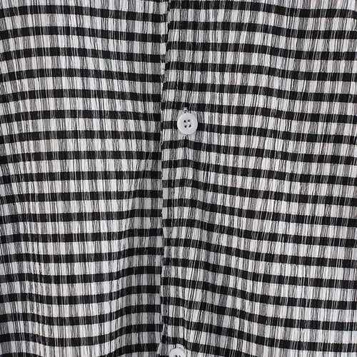 Load image into Gallery viewer, Women Black Plaid Vintage Big Size Irregular Blouse New Lapel Long Sleeve Shirt Fashion Tide Spring Autumn 2025 CPG2243
