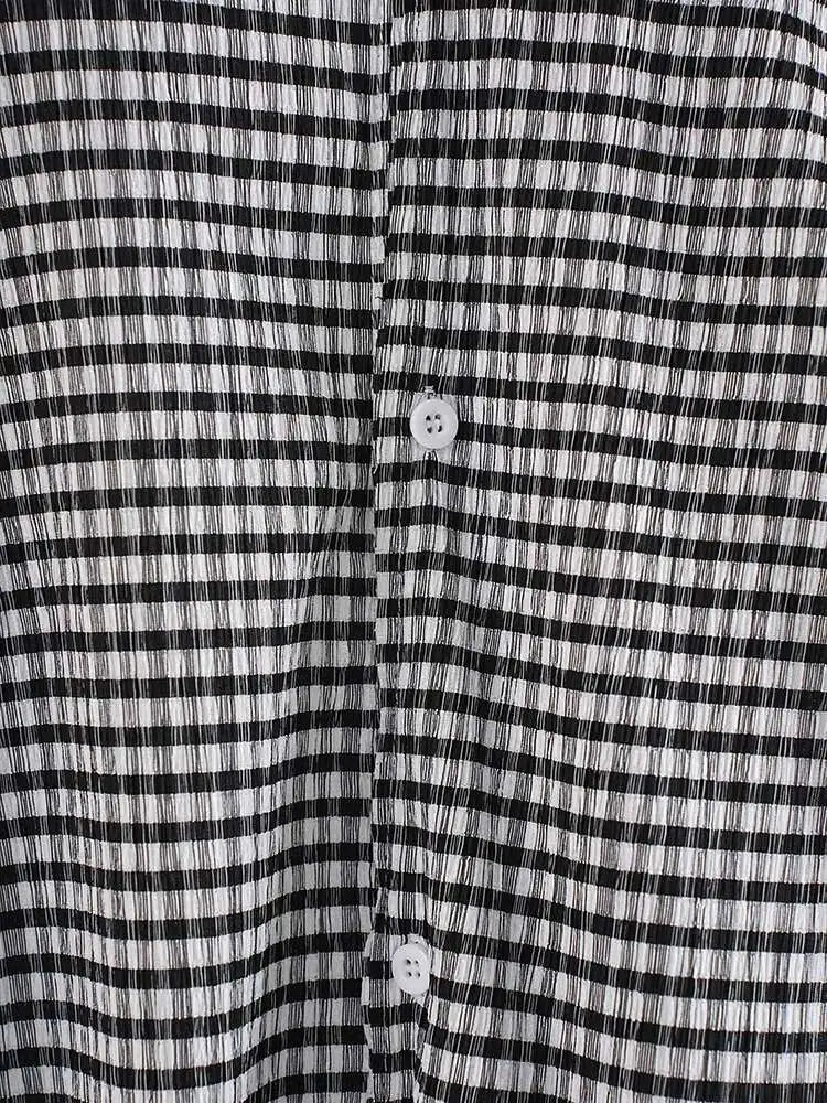 Women Black Plaid Vintage Big Size Irregular Blouse New Lapel Long Sleeve Shirt Fashion Tide Spring Autumn 2025 CPG2243