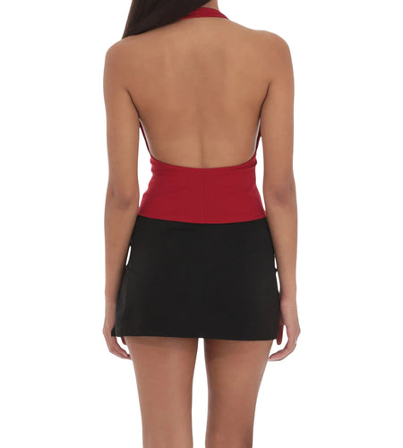 y2k Tank Tops Women Summer Clothes Polka Dot/Solid Color Open Back Slit Hem Halter T Shirts 2000s Clothing Streetwear