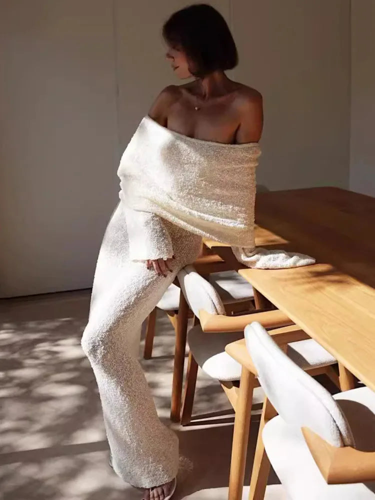 Elegant One Shoulder Bodycon Evening Long Dress For Women 2024 Autumn New Fashion Female Slim Party Club Vestido