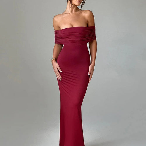 Load image into Gallery viewer, Elegant One Shoulder Backless Elastic Tight Evening Dress Women's Sexy Sleeveless Slim Max Female Vestidos Partywear

