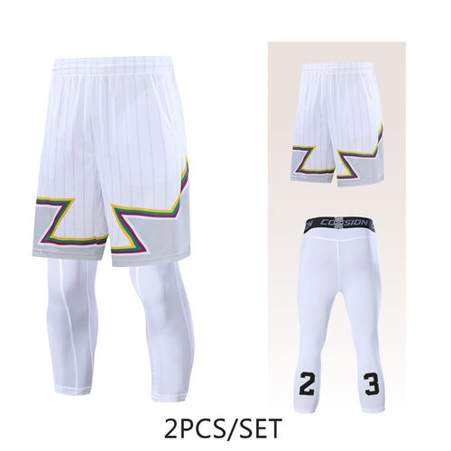 Load image into Gallery viewer, 2pcs Set Men Running Shorts Leggings Fitness Compression Sweatpants Gym Jogging Outdoor Sport Basketball Football Clothes v2
