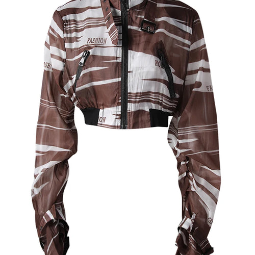 Load image into Gallery viewer, Black Leopard Printed Thin Short Jacket New Stand Collar Long Sleeve Women Coat Fashion Tide Spring Summer 2025 CPG3170
