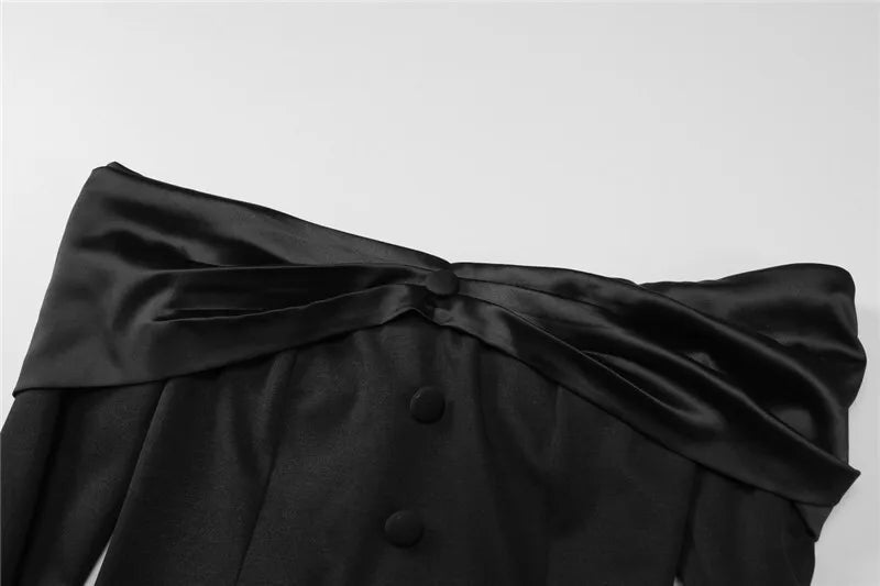 Off-shoulder Long Flare Sleeve Sexy Mini Blazer Dress For Women Autumn Winter New Strapless Backless Elegant Dress