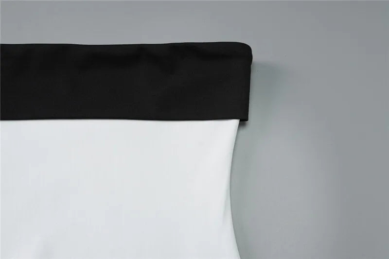 Off-shoulder Strapless Sexy Mini Dress For Women Robe Patchwork Backless Sleeveless High Waist A-line Club Party Dress