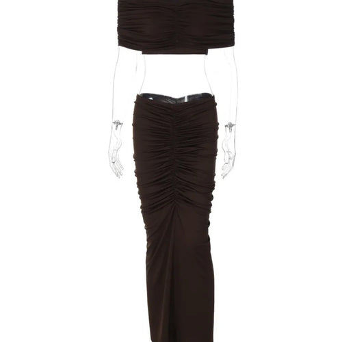 Load image into Gallery viewer, Sexy Skirt Two Peces Sets Women Elegant Off-shoulder Slim Fit Crop Top And Bodycon Skirt Two Peces Sets Ladies Outfits
