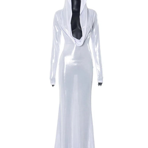 Load image into Gallery viewer, Fashion Long Sleeved Slim Hooded Dress For Women 2025 New Personalized Collar High Waist Long Dress Party Club Dress
