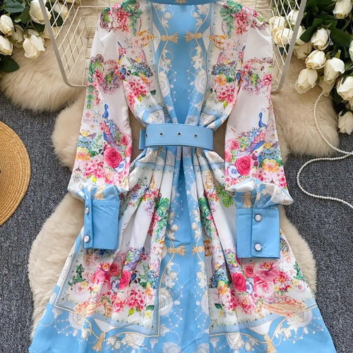 Load image into Gallery viewer, French Flower Elegant Single Breasted Long Sleeved Vacation Shirt Dress Spring Fashion Birthday Evening Party Dress Bohemian New
