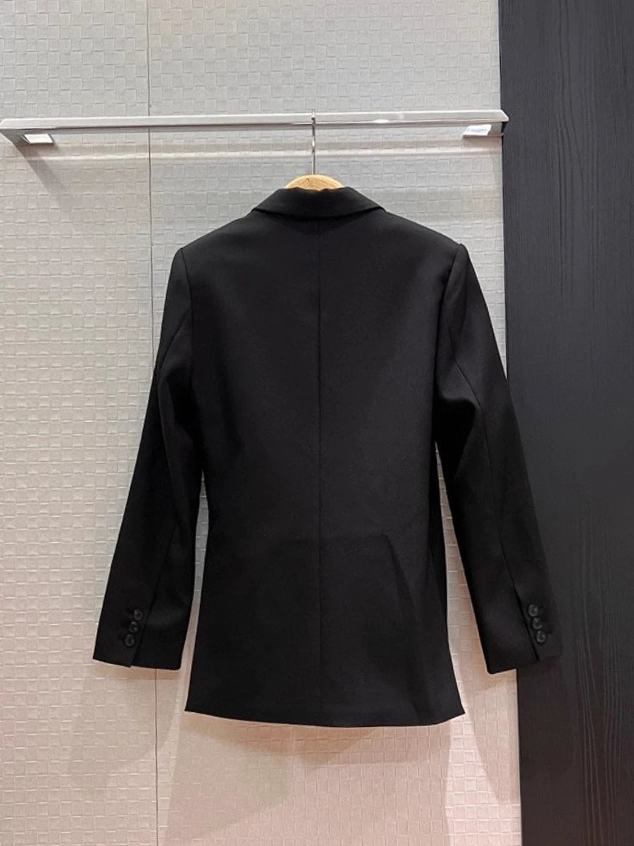 Solid Slimming Minimalist Jackets for Women Lapel Long Sleeves Tunic Temperament Jacket Female Fashion Clothing New