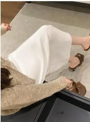 Load image into Gallery viewer, Autumn Winter Korean Fashion Solid Wrapped Hip Knitted Long Skirt Women's 2024 Elegant High Waist Festival Skirt Trendy Ladies
